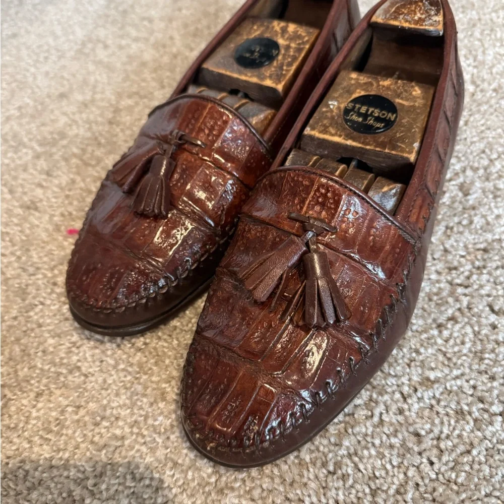 Brown Leather and Genuine Crocodile Loafers for Men - Picture 1 of 5
